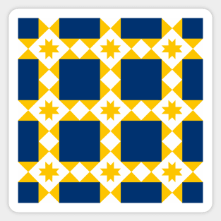 Blue Gold White Rhode Island Patchwork Pattern Sticker